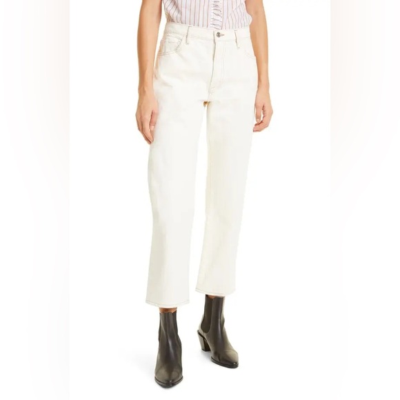 Frame Le Pixie Slouch Straight Leg Low Rise Ecru Jeans Size 33 NWT
